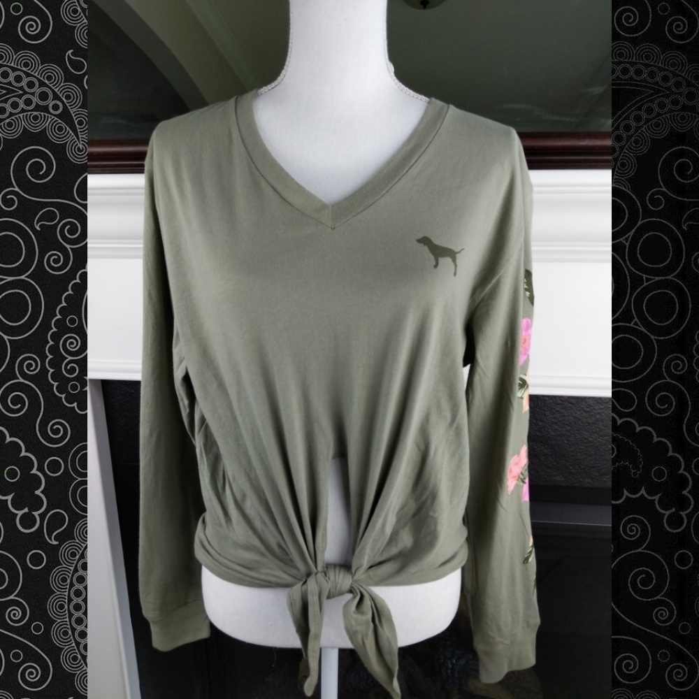 Victoria's Secret PINK tie front V neck shirt